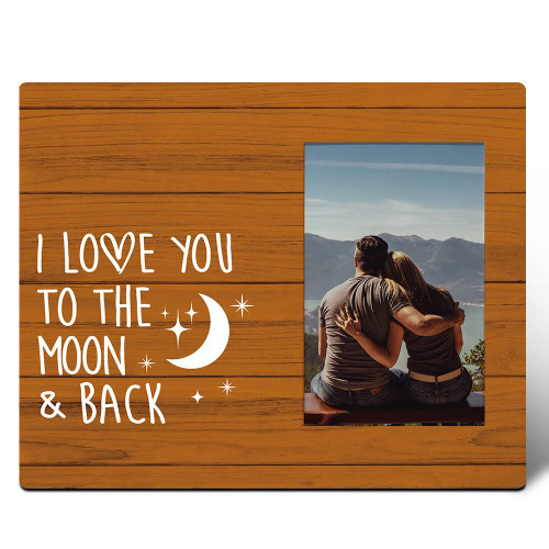 Romantic Anniversary Picture Frame Gifts, I Love You to The Moon & Back, Anniversary Engagement Wedding Gifts for Couples Wife Husband, Valentine's Day Gifts for Her Him Girlfriend Boyfriend
