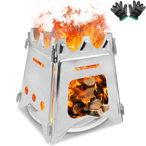 Muco Wood Burning Camp Stove Portable Folding Camping Backpack Stove Stainless Steel for Outdoor Camping Hiking Backpacking Picnic BBQ Muco Wood Burning Camp Stove Portable Folding Camping Backpack Stove Stainless Steel for Outdoor Camping Hiking Backpacking Picnic BBQ