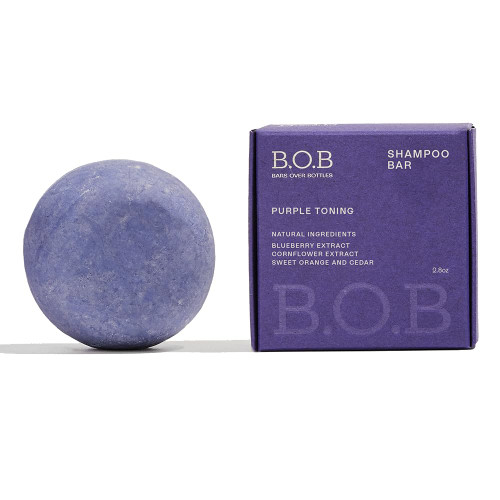 B.O.B BARS OVER BOTTLES Purple Toning Solid Shampoo Bar for Blond, Highlighted and Grey/White Hair|Neutralizing Brassy Tones|Unwanted Yellow Undertones,Daily Use|Natural,Vegan|Plastic Free|Zero Waste B.O.B BARS OVER BOTTLES Purple Toning Solid Shampoo Bar for Blond, Highlighted and Grey/White Hair|Neutralizing Brassy Tones|Unwanted Yellow Undertones,Daily Use|Natural,Vegan|Plastic Free|Zero Waste