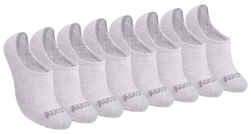 Saucony Women's Show Cushioned Invisible Liner Socks, Grey Basic (8 Pairs), Shoe Size 10-13