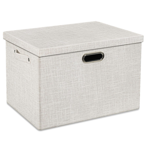 Large Collapsible Storage Bins with Lids - 17" Decorative Storage Boxes with Lids Keepsake Storage Box Linen Storage Organizer Bins Toy Storage Boxes with Lids for Closet Nursery Playroom Office Home