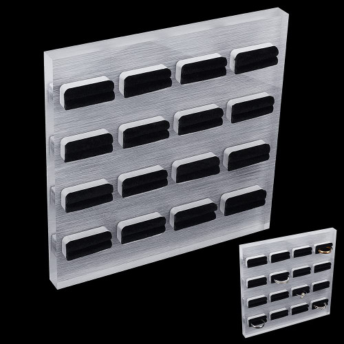 WEBEEDY 16 Slots Acrylic Ring Display Tray with Velvet Jewelry Display for Selling, Earrings Trays Showcase Jewelry Organizer Rings Organizer Holder Drawer Insert Jewelry Storage Gift for Women