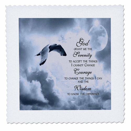 3dRose qs_52227_2 The Serenity Prayer a Beautiful Dove One of a Kind Graphic Will Inspire All Quilt Square, 6 by 6-Inch