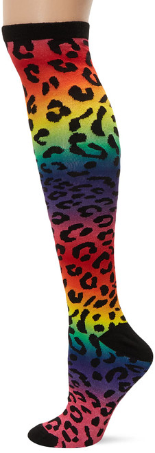K. Bell Socks Women's Novelty Knee High Socks, Gradient Leopard Knee (Black), Shoe Size: 4-10 (KBWF20N001-01)