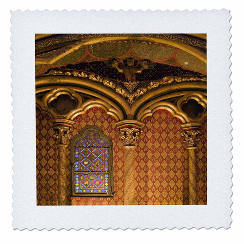 3dRose qs_81455_1 Saint Chapelle, Paris, France Eu09 Dbn0718 David Barnes Quilt Square, 10 by 10-Inch