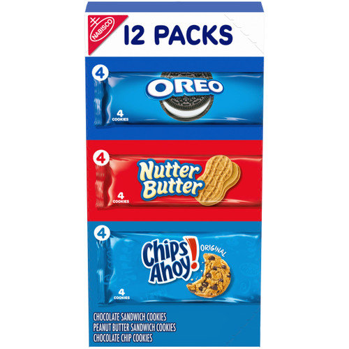 Nabisco Cookie Variety Pack, OREO, Nutter Butter, CHIPS AHOY!, 12 Snack Packs (4 Cookies Per Pack)