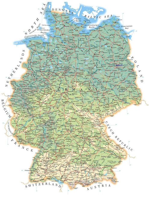 Gifts Delight Laminated 24x31 Poster: Large Detailed Road map of Germany with All Cities, Villages and airportsMaps Gifts Delight Laminated 24x31 Poster: Large Detailed Road map of Germany with All Cities, Villages and airportsMaps