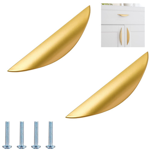 UFURMATE Back Mount Finger Edge Pull, 2Pcs Gold Zinc Alloy Hidden Handle Concealed Hidden Finger Pull Handles Invisible Concealed Tab Pulls with Screws for Drawer, Cabinet (147mm/5.79 inch)