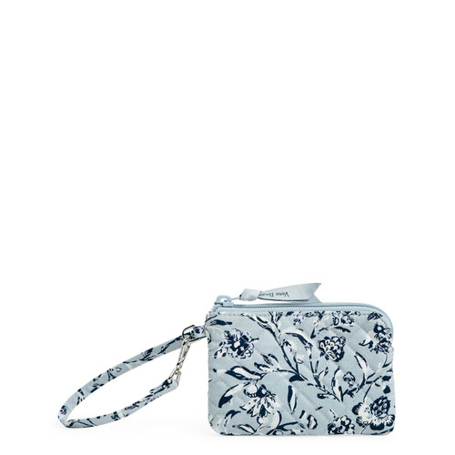 Vera Bradley Women's Cotton Clip & Zip Mini Pouch Wallet, Perennials Gray - Recycled Cotton, One Size