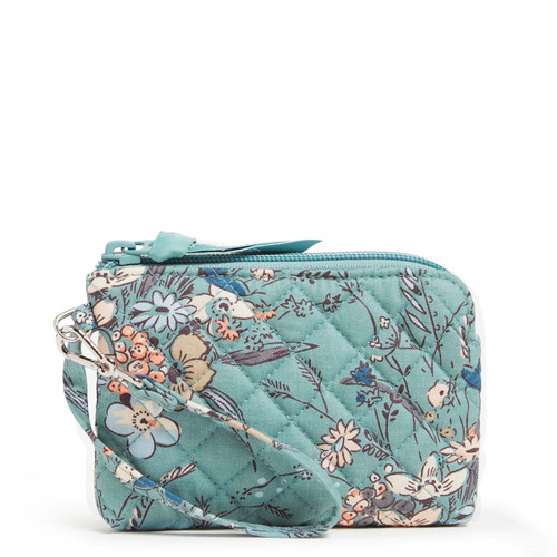 Vera Bradley Women's Cotton Clip & Zip Mini Pouch Wallet, Sunlit Garden Sage - Recycled Cotton, One Size