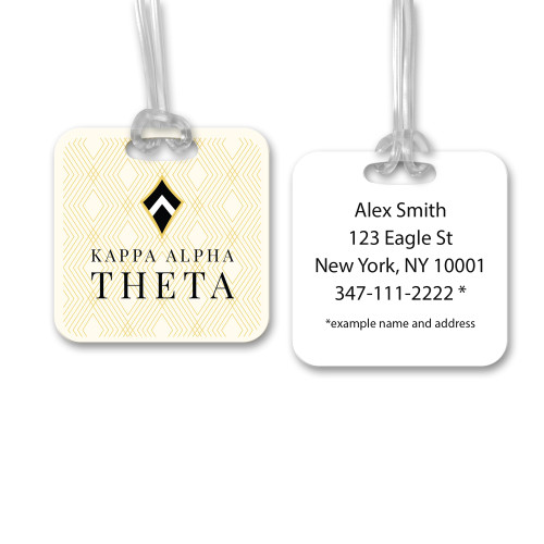 Kappa Alpha Theta Travel Luggage ID Bag Tag for Suitcases/Square Aluminum Label (Kappa Alpha Theta 14)