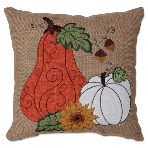 Pillow Perfect Indoor Harvest Squash Throw Pillow, 16.5" x 16.5", Natural
