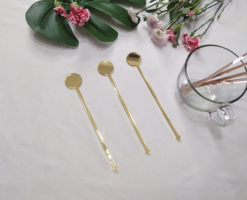 20pcs of Acrylic Round Disc Drink Stirrer,Personalized Mirrored Drink Stirrer Swizzle Sticks,DIY Acrylic Drink Names(Gold Mirror)