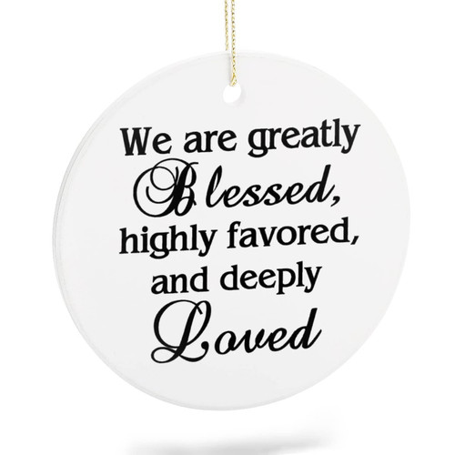 2021 Christmas Ornament Ceramic Two-Side Printed Round Ornaments for Christmas We are Greatly Blessed Funny Keepsake Ideas Gift Christmas Tree Hanging Decorations Pendant