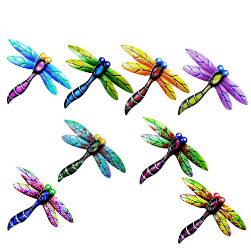 8PCS Metal Dragonfly Wall Art Decor, Metal Dragonfly Outdoor Wall Sculpture Decoration Hanging Outdoor Decoration Wall Art for Patio Fence Garden Backyard Bedroom