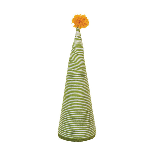Creative Co-Op Wool Yarn Wrapped Tree with Yellow Pom Pom, Green
