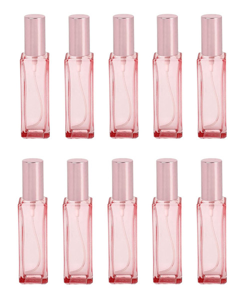 20ML Glass Perfume Bottles Empty Pink Spray Perfume Bottles with Rose Gold Lid Refillable Portable Empty Refillable Perfume Atomizer Vials Refillable Cosmetic Containers for Perfume Essential Oils Liquids,10 Pack