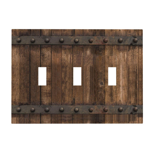 Rustic Barn Door Country Light Switch Cover Triple Toggle 3 Gang Wall Plate Farmhouse Brown Wood Decorative Faceplate for Bathroom Kitchen Bedroom Home Accessories 6.7" x 4.8" Rustic Barn Door Country Light Switch Cover Triple Toggle 3 Gang Wall Plate Farmhouse Brown Wood Decorative Faceplate for Bathroom Kitchen Bedroom Home Accessories 6.7" x 4.8"