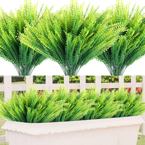 Yunlly 20 Pcs Fake Boston Fern UV Resistant Artificial Plants No Fade Faux Fern Plant Plastic Artificial Shrubs Greenery for Outdoor Indoor Garden Porch Window Box House Office Decor, 15.75 Inch