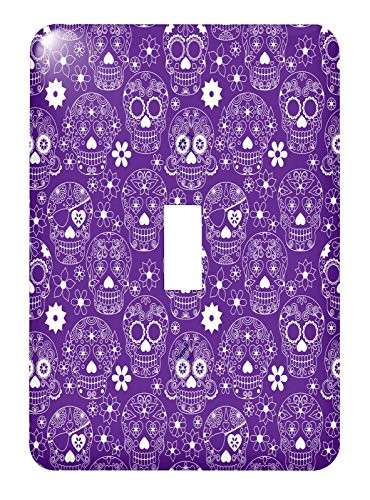 3dRose lsp_222317_1 White Sugar Skulls On A Purple Background - Single Toggle Switch