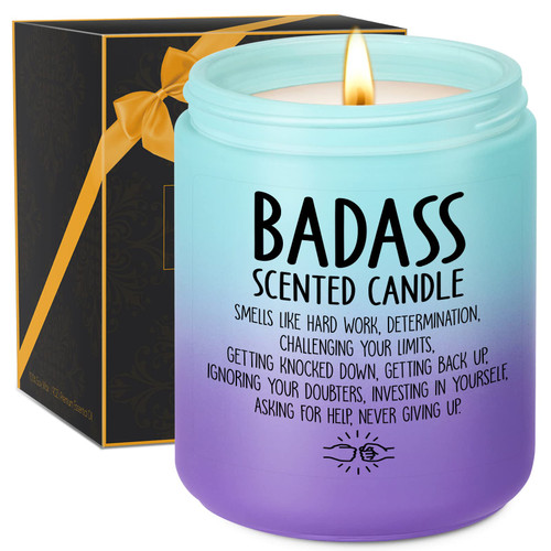 GSPY Funny Graduation Gift, Congratulations Gift, Graduation Gifts for Men, Congratulations Gifts for Women, New Job Gifts, Boss Gifts, Birthday, Inspirational Gifts for Friend - Badass Candle