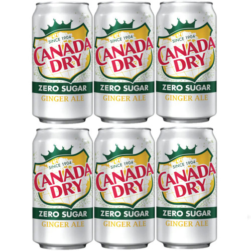 Canada Dry Zero Sugar Ginger Ale, 12oz Cans, Pack of 6
