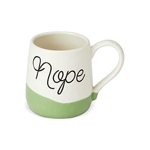Enesco 6002623 Our Name is Mud Engraved Nope, 16oz Stoneware Mug, 16 oz, Green