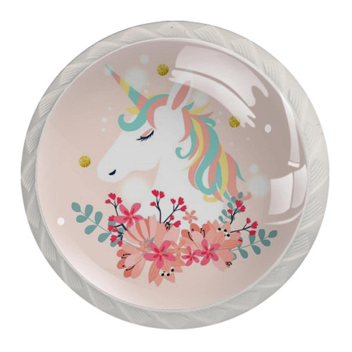 Unicorn Round White Cabinet Door Knobs Handles Pulls Cupboard Handles Drawer Wardrobe - 4pcs, 1.37x1.10x0.66 in/35x28x17mm