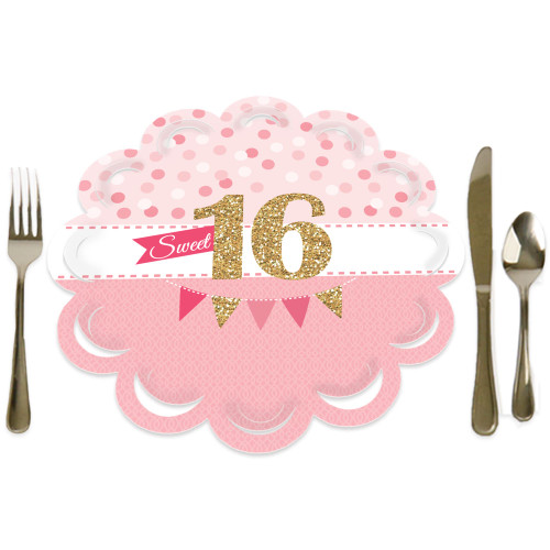 Big Dot of Happiness Sweet 16-16th Birthday Party Round Table Decorations - Paper Chargers - Place Setting for 12 Big Dot of Happiness Sweet 16-16th Birthday Party Round Table Decorations - Paper Chargers - Place Setting for 12