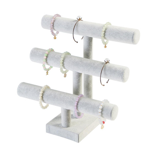 LongMen 3 Tier Bracelet Holder,Bracelet Display Stand,Velvet Jewelry Organizer for Bracelets, Necklaces, and Watches(Ice Velvet) LongMen 3 Tier Bracelet Holder,Bracelet Display Stand,Velvet Jewelry Organizer for Bracelets, Necklaces, and Watches(Ice Velvet)