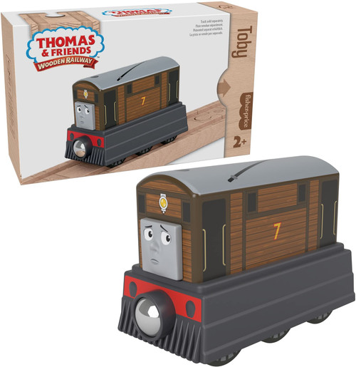 Thomas & Friends Wooden Railway Toy Train Toby Push-Along Wood Engine For Toddlers & Preschool Kids Ages 2+ Years