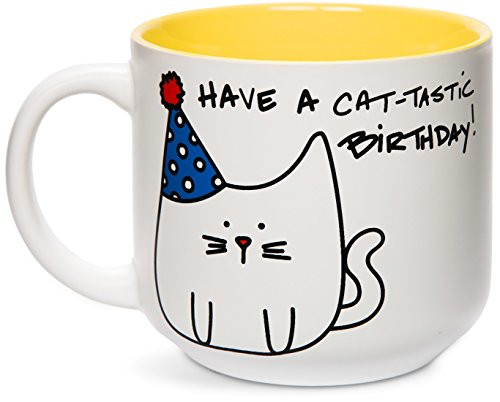 Pavilion Gift Company Blobby Cat, Have a Cat-Tastic Birthday! Mug, 18oz, Yellow