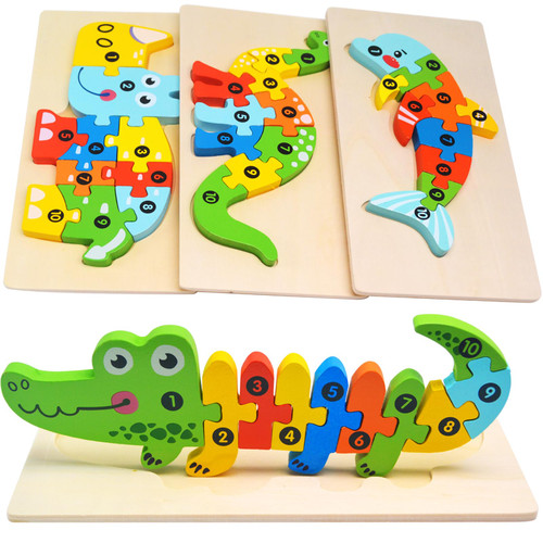 Wooden Toddlers Puzzles for Kids Ages 3-5, Ideal Jigsaw Gifts for Kids, Puzzles for Toddlers 1-3, Montessori Educational Toys for Kids Age 3+ Years Old, Preschool Learning Activities, 4-Pack Suit B