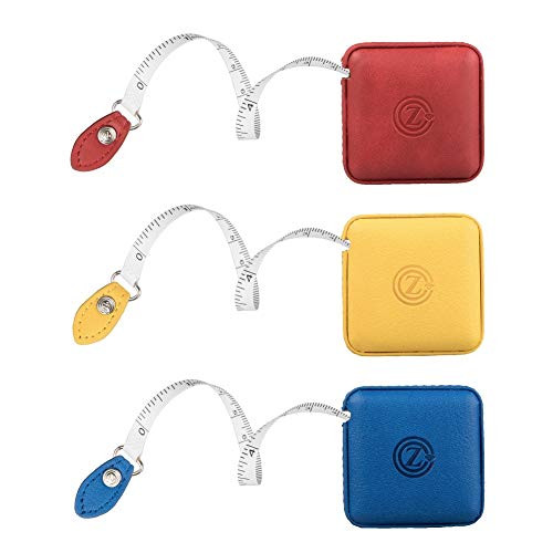 Sewing Tape Measure, Medical Body Cloth Tailor Craft Dieting Measuring Tape, 60 Inch/1.5M Dual Sided Retractable Ruler with Push Button Square(3 Pack, Red Yellow Blue)