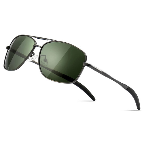 SUNGAIT Men's Polarized Sunglasses Durable Metal Frame for Fishing Driving Golf (Gunmetal Frame/Dark Green Lens) Metal Frame SGT925QKML