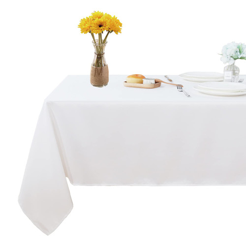 Fitable Square Tablecloth 54x54 inch Tablecloth Stain and Wrinkle Resistant Washable Polyester Table Cloth, Decorative Fabric Table Cover for Dining Table, Buffet Parties and Camping White