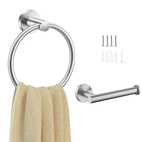 Chihod Toilet Paper Holder & Towel Ring Brushed Nickel Hand Towel Holder 2-Pieces Bathroom Accessories Towel Rack Wall Mounted Bathroom Hardware Set Stainless Steel
