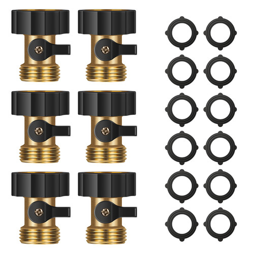 WANGSHIGUAN 3/4" Heavy Duty Brass Shut off Valve Garden Hose Shut off Valve 1 Way Restricted Water Hose Shut off Valve For 3/4" Garden Hose Connector (6PCS)