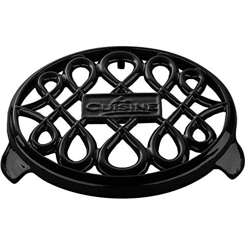 La Cuisine LC 8540 7 In. Round Cast Iron Trivet, Black