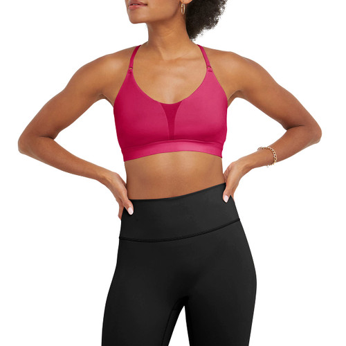 Champion, Soft Touch, Moisture Wicking, Light Support Sports Bra for Women, Strawberry Rouge, Medium