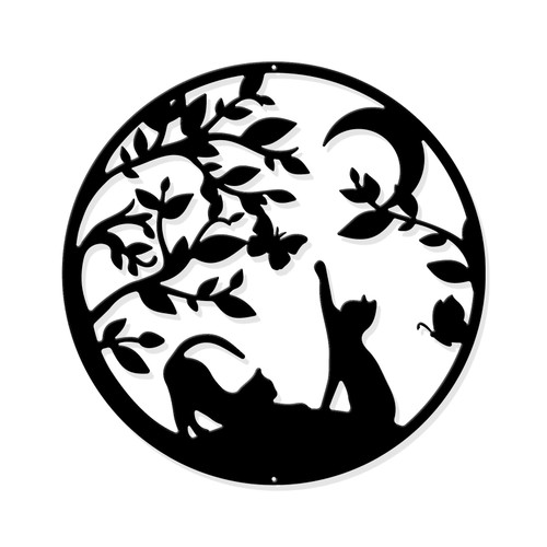 NBEADS Cats Metal Wall Art Decor, Black Wall Hanging Decor Silhouette Wall Art for Home Bedroom Living Room Bathroom Kitchen Office Garden Hotel Wall Decoration, 11-4/5" in Diameter