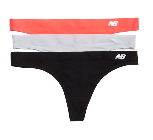 New Balance Women's Breathe Thong Panties (3 Pack), Dragonfly Orange/Concrete Grey/Black, X-Large