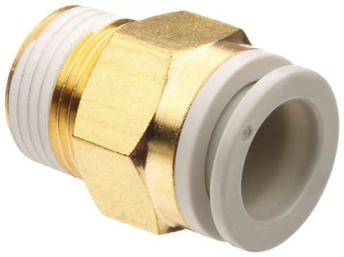 SMC KQ2H23-01AS Brass Push-to-Connect Tube Fitting with Sealant, Adapter, 3.2 mm Tube OD x 1/8" BSPT Male