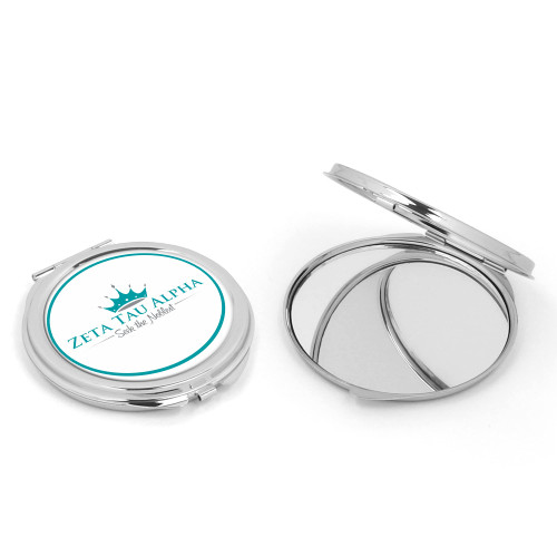 greeklife.store Zeta Tau Alpha Sorority Compact Cosmetic Double Makeup Pocket Round Portable Mirror (Zeta Tau Alpha #2)
