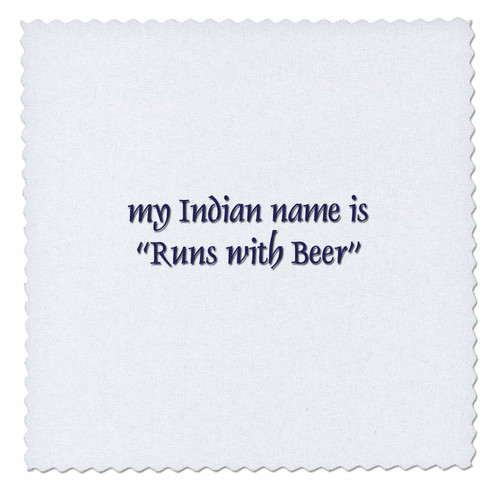 3dRose qs_4343_4 My Indian Name is Runs with Beer Quilt Square, 12 by 12-Inch