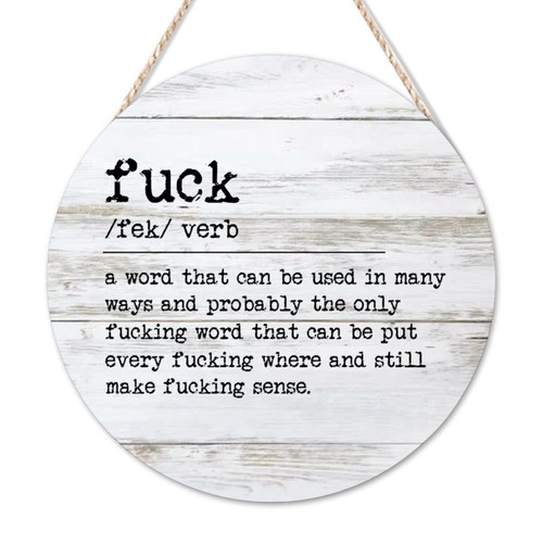 Welcome Sign Fuck Definition Round Wooden Signs Word Description Wall Art Signs Vintage Wood Hanging Wall Art Decoration For Home Family Living Room Bedroom Housewarming Gift 12x12in