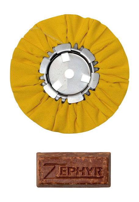 Zephyr 8' Yellow Airway Buffing Wheel w/ 1 LB Tripoli Bar Heavy/Meduim Cut