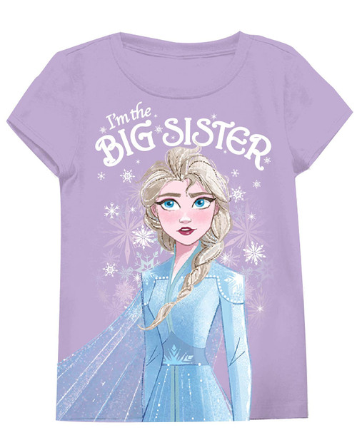 Disney Frozen Elsa I'm The Big Sister Kids Youth T-Shirt (8, Lilac)