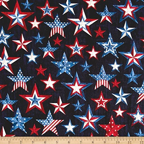Timeless Treasures 0530327 American Pride Americana Stars Fabric by The Yard, Ink