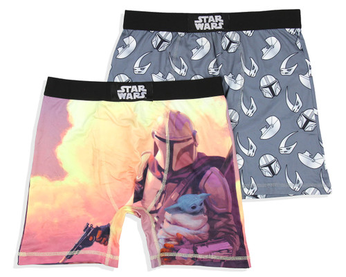 INTIMO Star Wars Mens' The Mandalorian 2 Pack Boxers Underwear Boxer Briefs (Medium) Grey